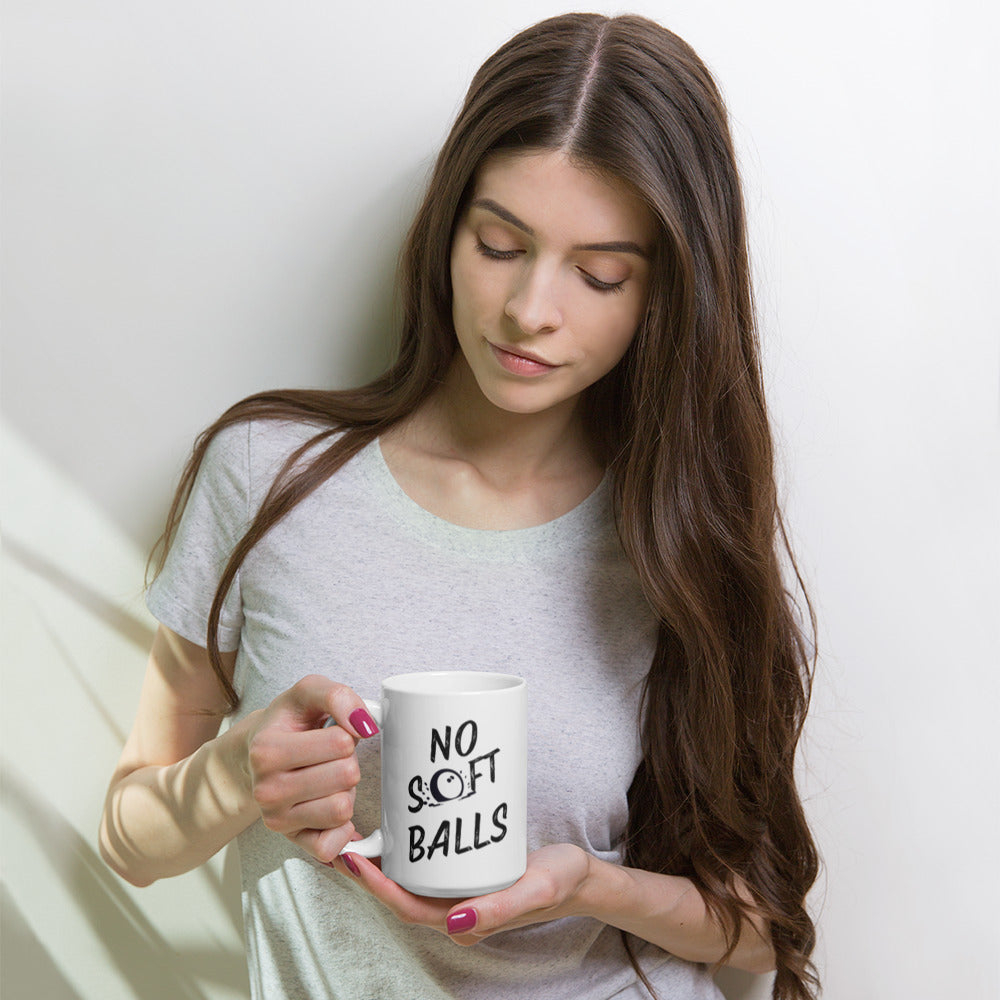 No Soft Balls- White glossy mug