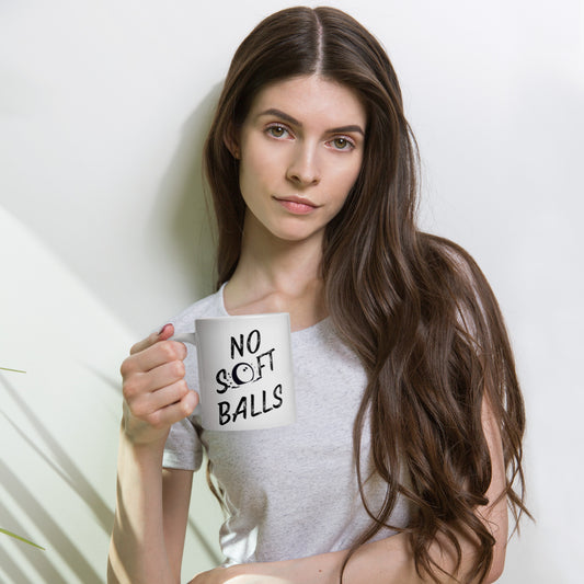 No Soft Balls- White glossy mug